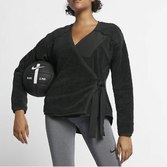 NWT Nike WOMENS SWEATSHIRT SHERPA TOP Wrap-Black - Picture 5 of 5